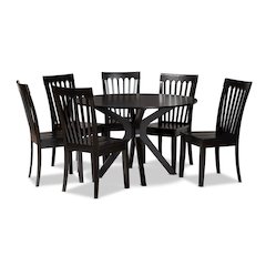 Zora Modern and Contemporary Dark Brown Finished Wood 7-Piece Dining Set
