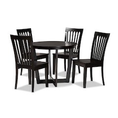 Sasa Modern and Contemporary Dark Brown Finished Wood 5-Piece Dining Set