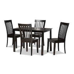 Erion Modern and Contemporary Dark Brown Finished Wood 5-Piece Dining Set