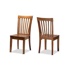 Transitional Walnut Brown Finished Wood 2-Piece Dining Chair Set