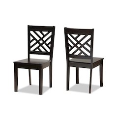 Transitional Dark Brown Finished Wood 2-Piece Dining Chair Set