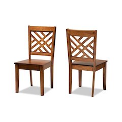 Transitional Walnut Brown Finished Wood 2-Piece Dining Chair Set