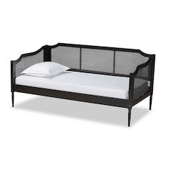 Charcoal Finished Wood and Synthetic Rattan Twin Size Daybed