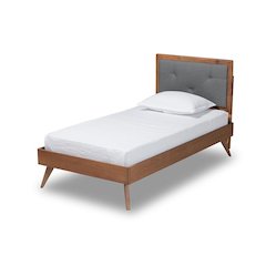 Walnut Brown Finished Wood Twin Size Platform Bed