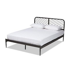 Industrial Black Bronze Metal Queen Size Platform Bed