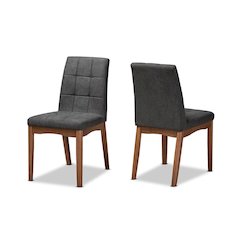 Walnut Brown Finished Wood 2-Piece Dining Chair Set