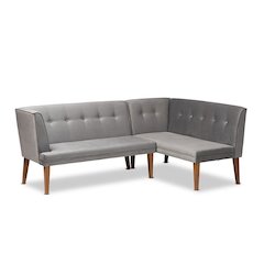 Walnut Brown Finished Wood 2-Piece Dining Nook Banquette Set