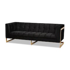 Button Tufted Sofa with Gold-Tone Frame