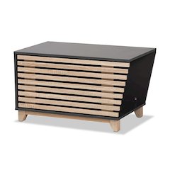 Two-Tone Dark Grey and Oak Finished Wood Cat Litter Box Cover House