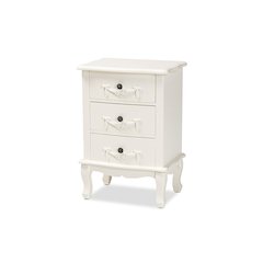 Baxton Studio Callen Classic and Traditional White Finished Wood 3-Drawer Nightstand