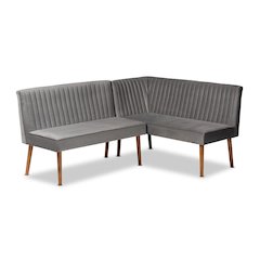Walnut Brown Finished Wood 2-Piece Dining Nook Banquette Set
