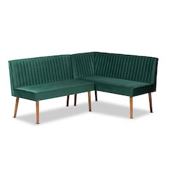 Walnut Brown Finished Wood 2-Piece Dining Nook Banquette Set