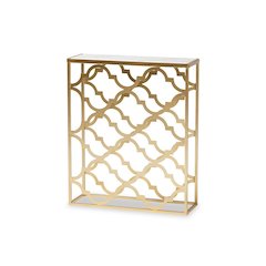 Gold Finished Metal Console Table with Marble Tabletop