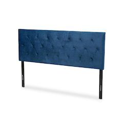 Navy Blue Velvet Fabric Upholstered Full Size Headboard