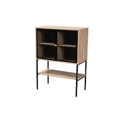 Industrial Natural Brown Finished Wood and Black Metal 2-Door Sideboard