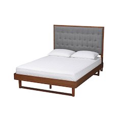 Walnut Brown Finished Wood King Size Platform Bed
