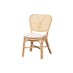 bali & pari Nadira Modern Bohemian Natural Brown Finished Rattan Dining Chair