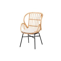 bali & pari Caelia Modern Bohemian Natural Brown Rattan and Black Metal Chair