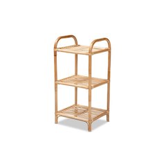 Bohemian Natural Brown Finished Rattan 3-Tier Display Shelf