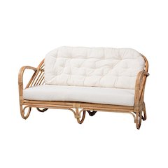 bali & pari Aliane Modern Bohemian Natural Brown Antique Rattan Loveseat