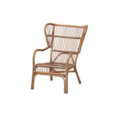 bali & pari Lamaria Modern Bohmenian Natural Brown Antique Rattan Armchair