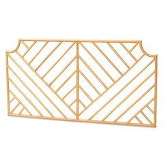 Bohemian Natural Brown Rattan Queen Size Wall-mount Headboard