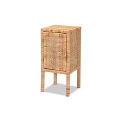 bali & pari Vivan Modern Bohemian Natural Brown Rattan 1-Door Nightstand