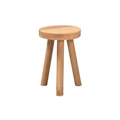 bali & pari Terah Mid-Century Modern Natural Brown Teak Wood Ottoman Footstool