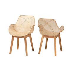 Rattan 2-Piece Dining Chair Set