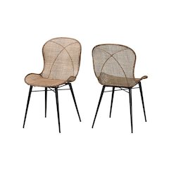 Black Metal 2-Piece Dining Chair Set