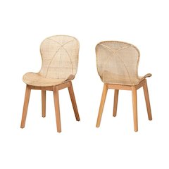 Rattan 2-Piece Dining Chair Set