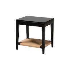 bali & pari Freya Modern Bohemian Black Finished Bayur Wood End Table
