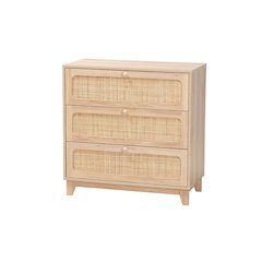 Natural Rattan 3-Drawer Storage Cabinet