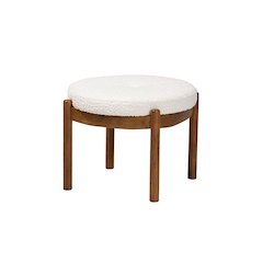 Walnut Brown Finished Rubberwood Ottoman Footstool