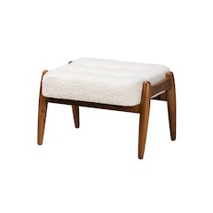 Walnut Brown Finished Rubberwood Ottoman Footstool