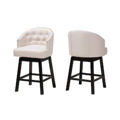 Espresso Brown Finished Wood 2-Piece Swivel Counter Stool Set