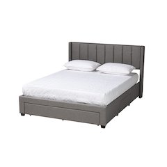Transitional Grey Fabric Full Size 3-Drawer Storage Platform Bed