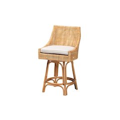bali & pari Bella Modern Bohemian Natural Brown Rattan Counter Stool