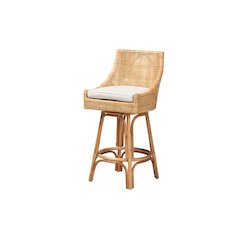 bali & pari Bella Modern Bohemian Natural Brown Rattan Bar Stool