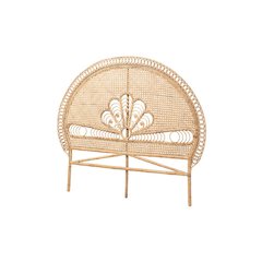 Bohemian Natural Brown Rattan Queen Size Standalone Headboard