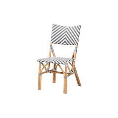 French Grey and White Weaving and Natural Rattan Bistro Chair