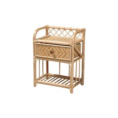 bali & pari Kobie Modern Bohemian Natural Brown Rattan 1-Drawer Nightstand