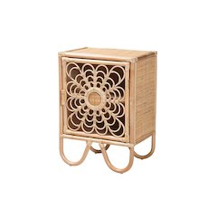 bali & pari Acelin Modern Bohemian Natural Brown Rattan Nightstand