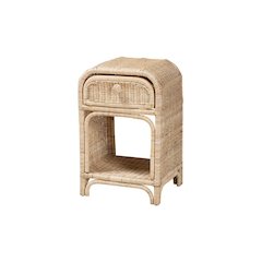 bali & pari Magni Modern Bohemian Natural Brown Rattan 1-Drawer Nightstand