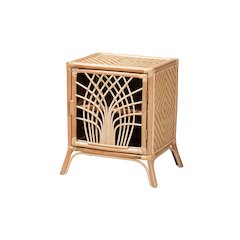 bali & pari Danna Modern Bohemian Natural Brown Rattan Nightstand