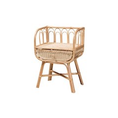 bali & pari Panchali Modern Bohemian Natural Brown Rattan Nightstand