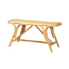 bali & pari Septa Modern Bohemian Natural Brown Rattan Accent Bench