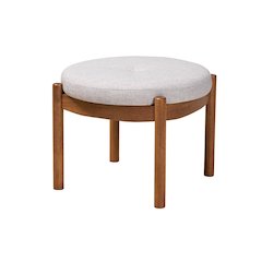 Walnut Brown Finished Wood Ottoman Footstool