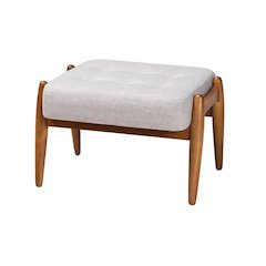 Walnut Brown Finished Wood Ottoman Footstool