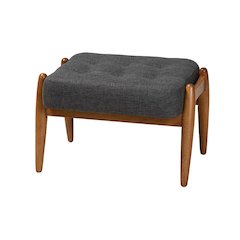 Walnut Brown Finished Wood Ottoman Footstool